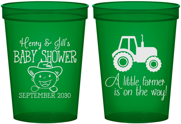 Custom Baby Shower 16 oz Translucent Cups - Little Farmer | 90108