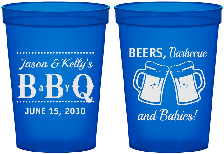 Custom Baby Shower 16 oz Translucent Cups - Beers Bbq Babies | 90111
