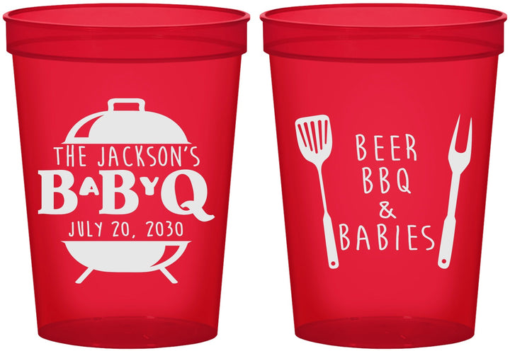 Custom Baby Shower 16 oz Translucent Cups - Beers Bbq Babies | 90112
