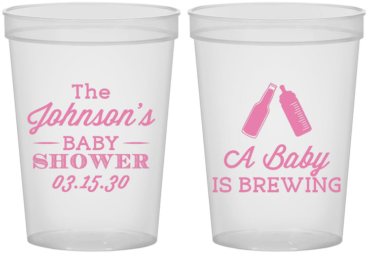 Custom Baby Shower 16 oz Translucent Cups - Baby Is Brewing | 90116