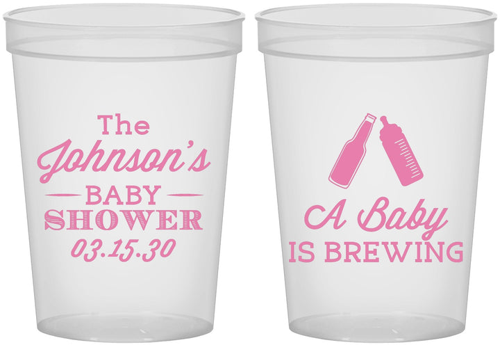 Custom Baby Shower 16 oz Translucent Cups - Baby Is Brewing | 90116
