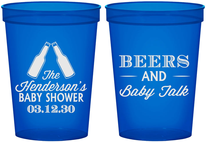 Custom Baby Shower 16 oz Translucent Cups - Beers And Baby Talk | 90117