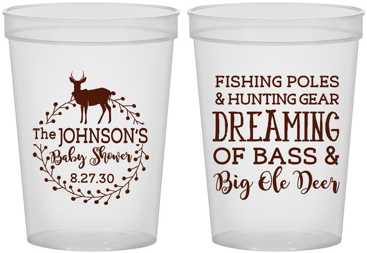 Custom Baby Shower 16 oz Translucent Cups - Fishing Hunting | 90119