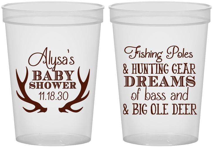 Custom Baby Shower 16 oz Translucent Cups - Bass Deer | 90120