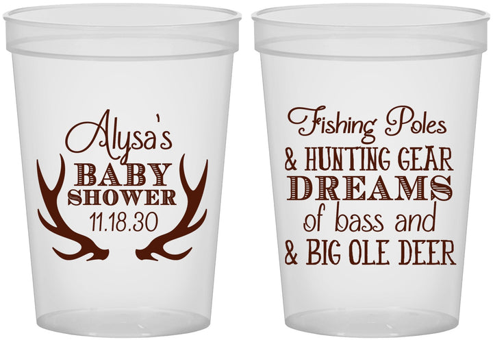 Custom Baby Shower 16 oz Translucent Cups - Bass Deer | 90120