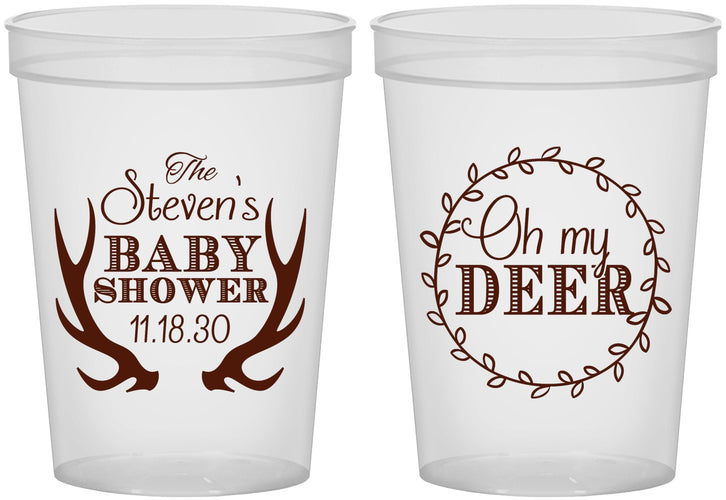 Custom Baby Shower 16 oz Translucent Cups - Oh My Deer Christmas | 90121