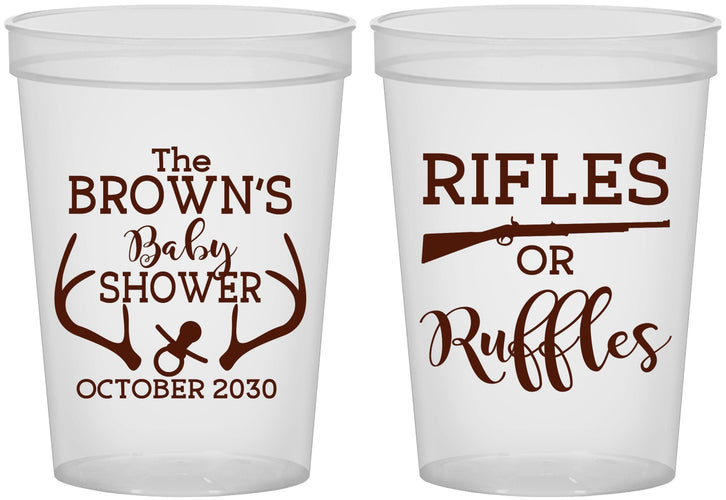 Custom Baby Shower 16 oz Translucent Cups - Rifles Or Ruffles | 90122