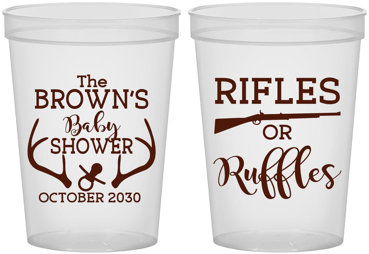 Custom Baby Shower 16 oz Translucent Cups - Rifles Or Ruffles | 90122