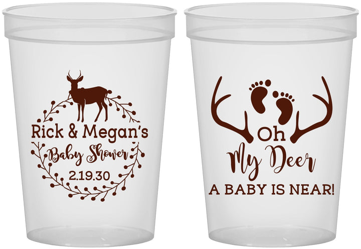 Custom Baby Shower 16 oz Translucent Cups - Oh My Deer | 90123