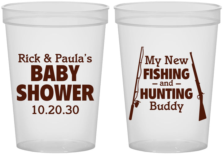 Custom Baby Shower 16 oz Translucent Cups - Fishing Hunting | 90126