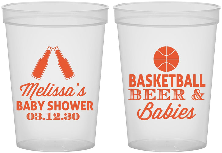 Custom Baby Shower 16 oz Translucent Cups - Basketball Beer Babies | 90134