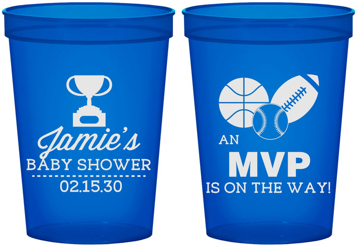 Custom Baby Shower 16 oz Translucent Cups - Sports Mvp | 90141