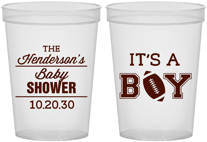 Custom Baby Shower 16 oz Translucent Cups - Football | 90142