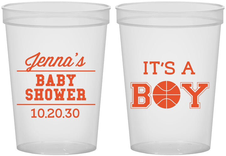 Custom Baby Shower 16 oz Translucent Cups - Basketball Its A Boy | 90144