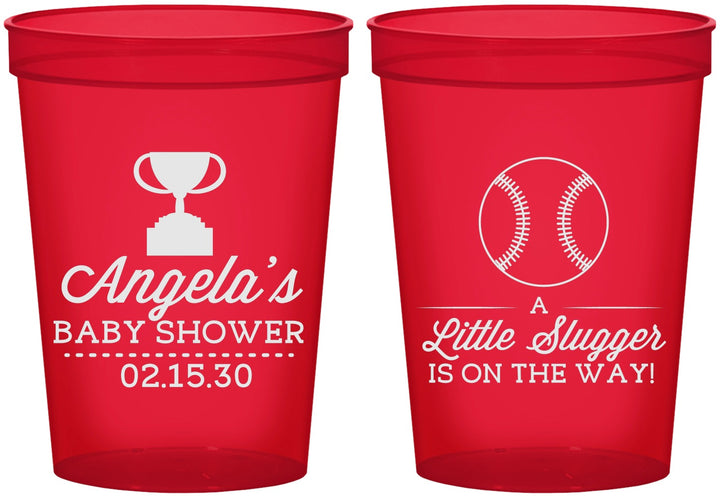 Custom Baby Shower 16 oz Translucent Cups - Baseball Little Slugger | 90145