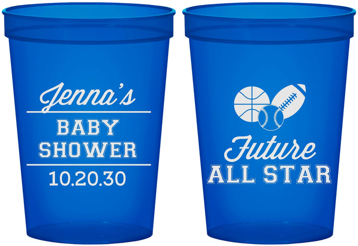 Custom Baby Shower 16 oz Translucent Cups - Future All Star | 90146