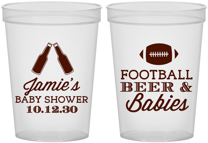 Custom Baby Shower 16 oz Translucent Cups - Football Beer Babies | 90147