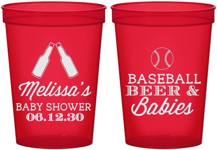 Custom Baby Shower 16 oz Translucent Cups - Baseball Beer Diapers | 90149