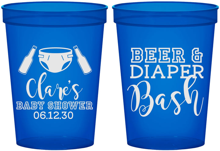 Custom Baby Shower 16 oz Translucent Cups - Beer Diapers Bash | 90151