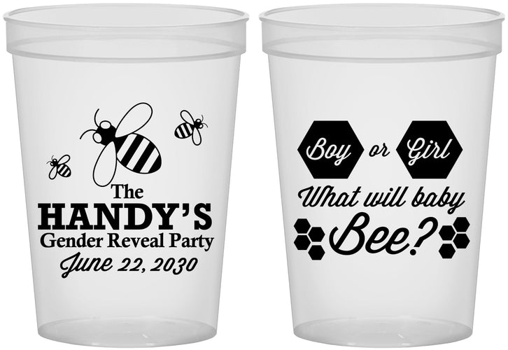 Custom Baby Shower 16 oz Translucent Cups - Gender Reveal Bee | 90152