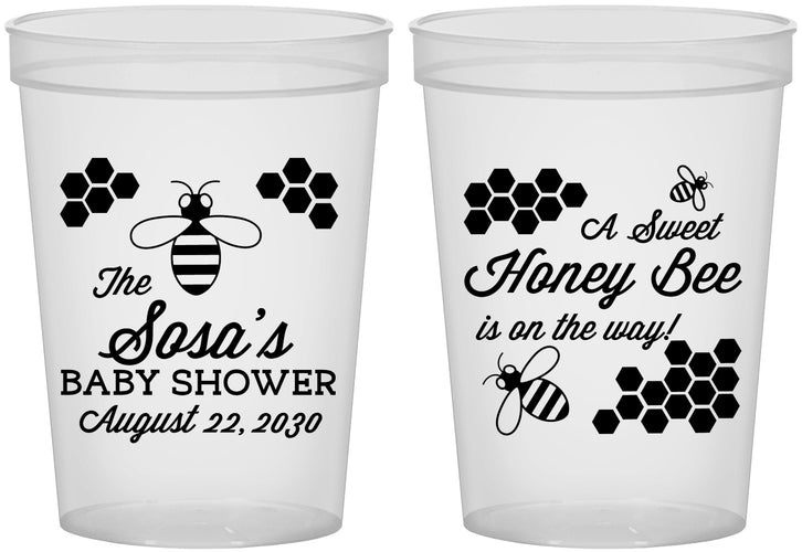 Custom Baby Shower 16 oz Translucent Cups - Honey Bee | 90154