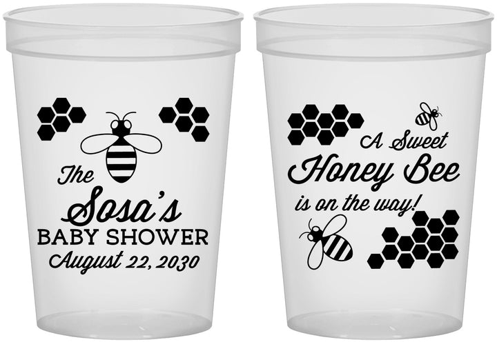 Custom Baby Shower 16 oz Translucent Cups - Honey Bee | 90154