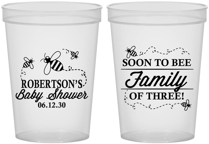 Custom Baby Shower 16 oz Translucent Cups - Bee Family | 90155
