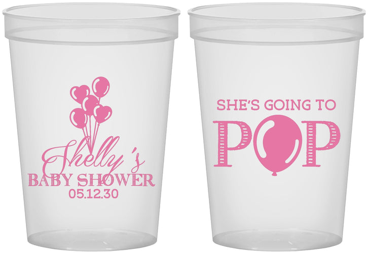 Custom Baby Shower 16 oz Translucent Cups - Shes Going To Pop | 90157