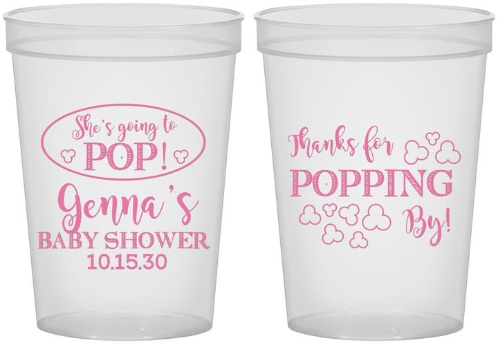 Custom Baby Shower 16 oz Translucent Cups - Popping By | 90158