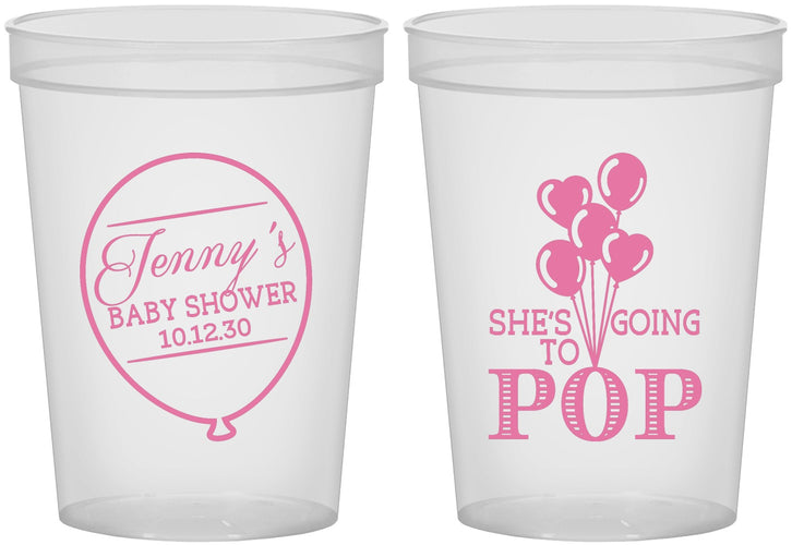 Custom Baby Shower 16 oz Translucent Cups - Shes Going To Pop | 90160