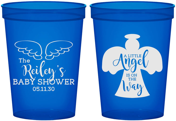 Custom Baby Shower 16 oz Translucent Cups - Angel On The Way | 90165