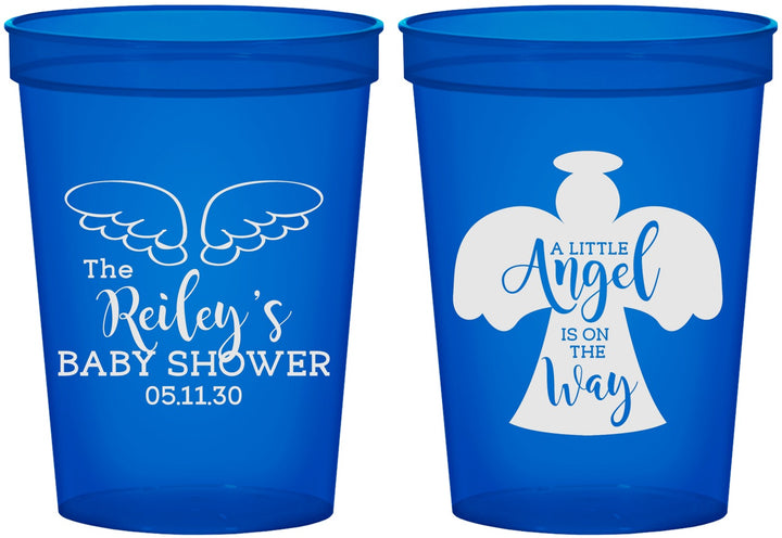 Custom Baby Shower 16 oz Translucent Cups - Angel On The Way | 90165
