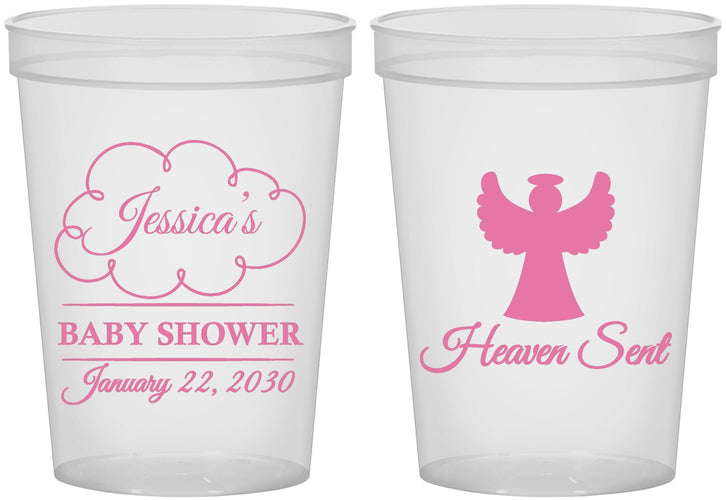 Custom Baby Shower 16 oz Translucent Cups - Heaven Sent | 90166