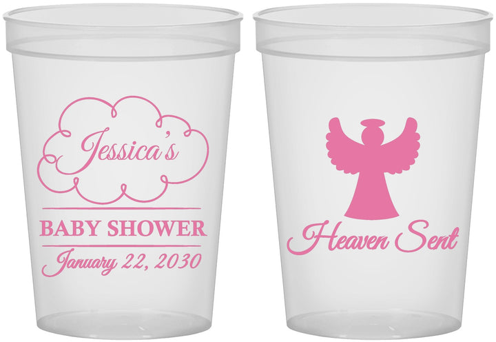 Custom Baby Shower 16 oz Translucent Cups - Heaven Sent | 90166