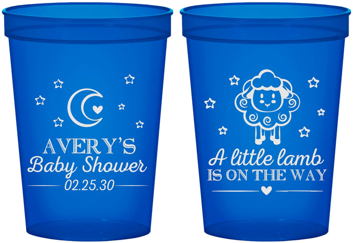 Custom Baby Shower 16 oz Translucent Cups - Little Lamb On The Way | 90167
