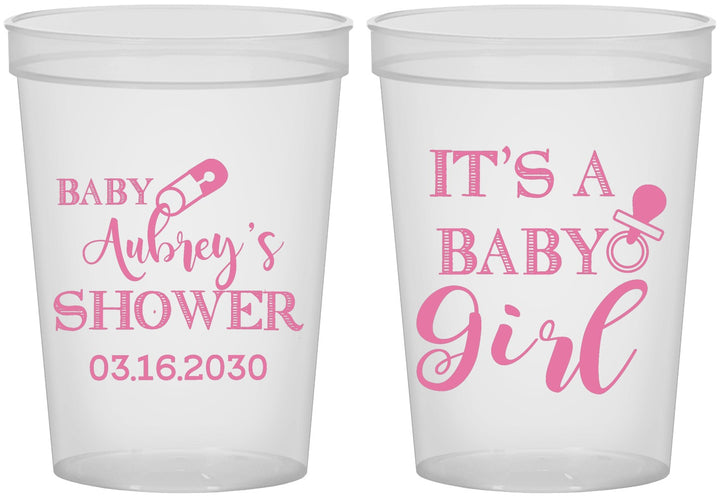 Custom Baby Shower 16 oz Translucent Cups - Baby Girl | 90171