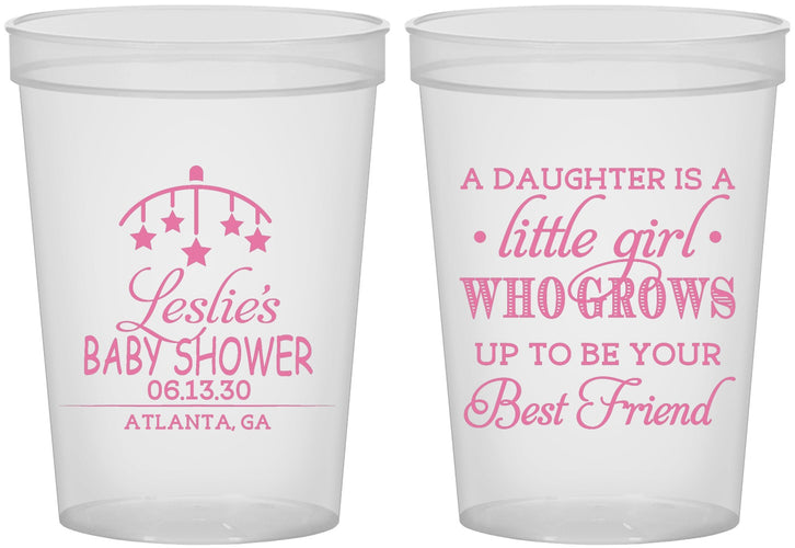Custom Baby Shower 16 oz Translucent Cups - Little Girls Best Friend | 90173
