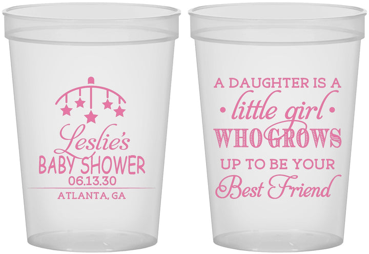 Custom Baby Shower 16 oz Translucent Cups - Little Girls Best Friend | 90173