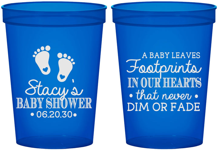 Custom Baby Shower 16 oz Translucent Cups - Footprints | 90176
