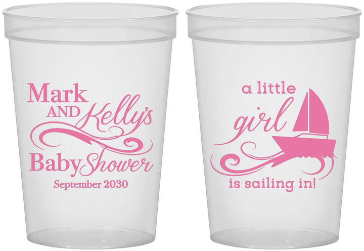 Custom Baby Shower 16 oz Translucent Cups - Sailboat | 90178