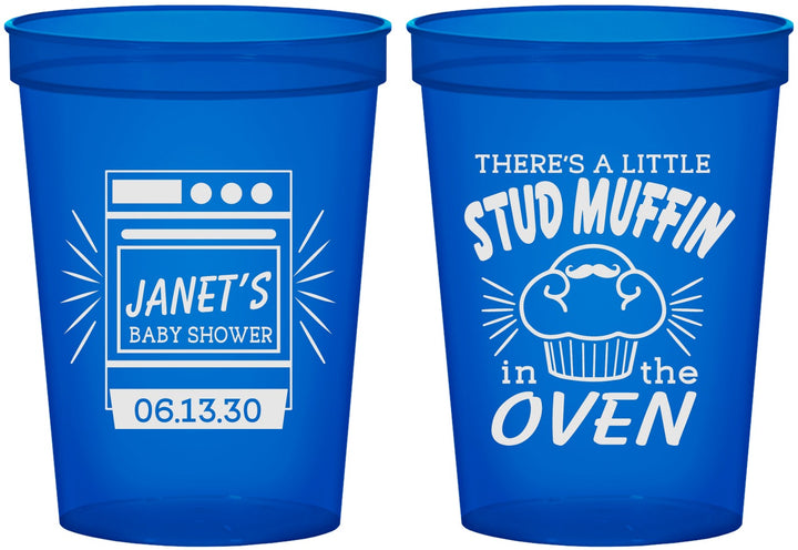 Custom Baby Shower 16 oz Translucent Cups - Stud Muffin | 90182