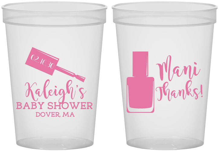 Custom Baby Shower 16 oz Translucent Cups - Mani Thanks | 90184
