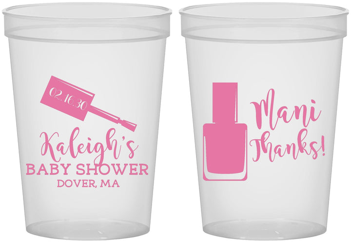 Custom Baby Shower 16 oz Translucent Cups - Mani Thanks | 90184