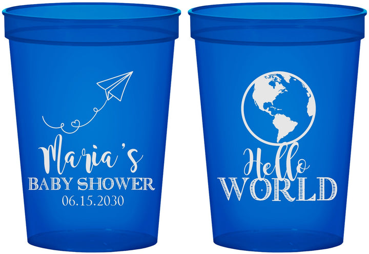 Custom Baby Shower 16 oz Translucent Cups - Hello World | 90185