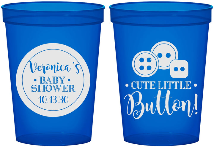 Custom Baby Shower 16 oz Translucent Cups - Cute Little Button | 90189