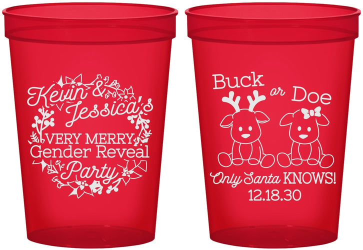 Custom Baby Shower 16 oz Translucent Cups - Christmas Gender Reveal | 90193