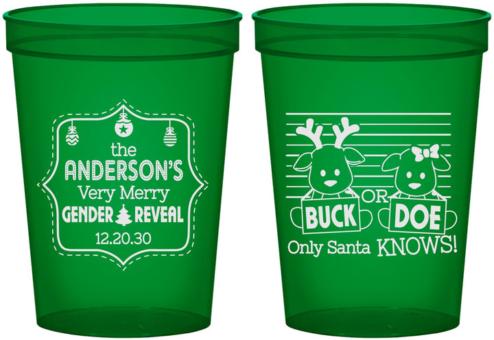 Custom Baby Shower 16 oz Translucent Cups - Christmas Gender Reveal | 90194