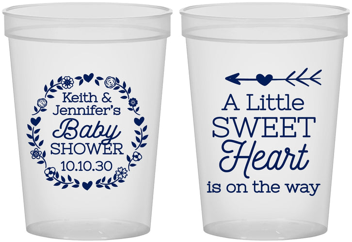 Custom Baby Shower 16 oz Translucent Cups - Little Sweet Heart | 90195