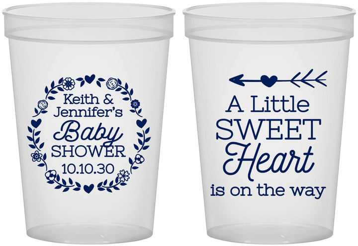 Custom Baby Shower 16 oz Translucent Cups - Little Sweet Heart | 90195