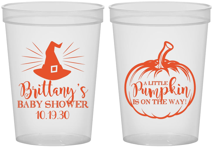 Custom Baby Shower 16 oz Translucent Cups - Little Pumpkin Halloween | 90196